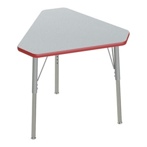 Correll 30x34 Diamond Corrella Desk with Red Band & Silver Legs in HP Gray