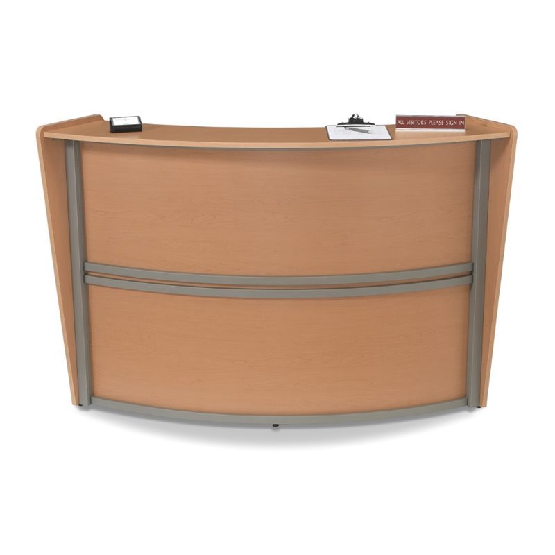 Ofm Marque Series Single Unit Curved Reception Desk In Maple