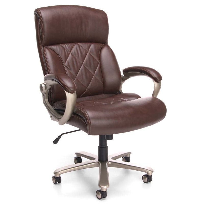 OFM Avenger Executive Leather Swivel Office Chair in Brown | eBay