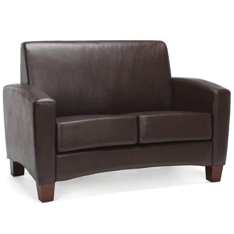 Ofm Essentials Faux Leather Loveseat In Brown