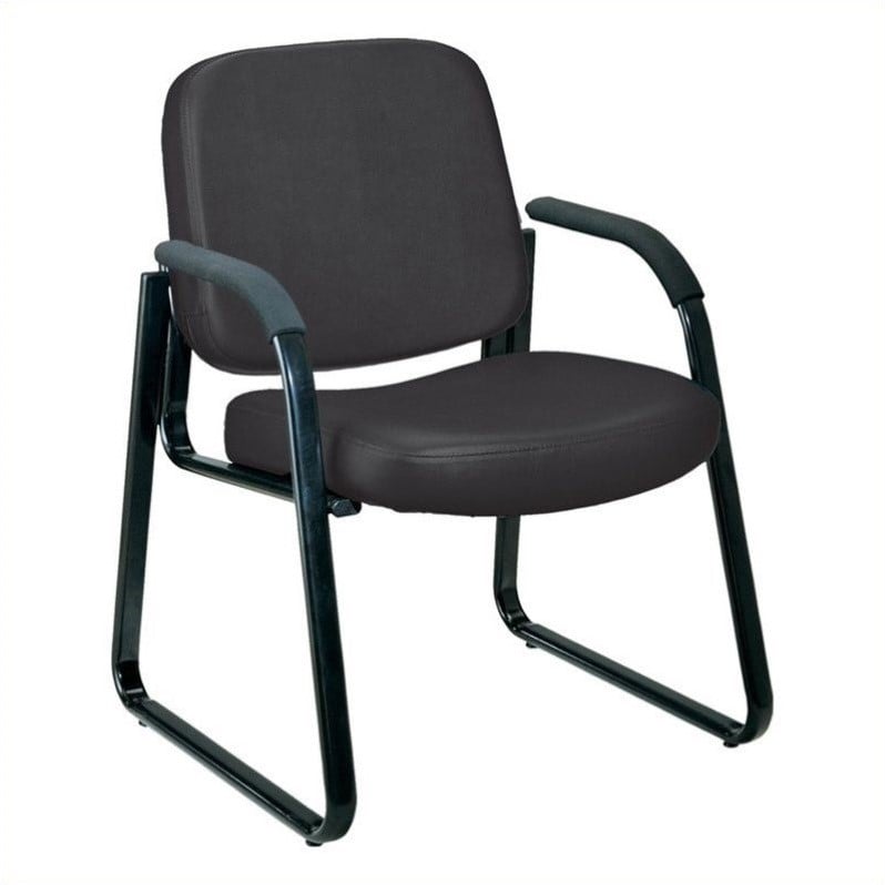 OFM Vinyl Curved Padded Back Guest Chair with Arms in Black | Cymax