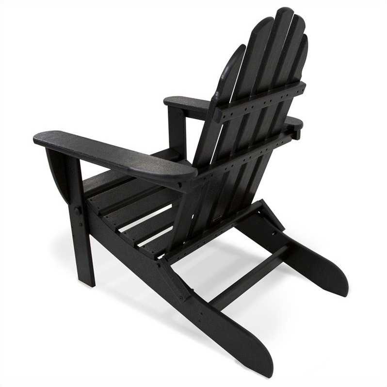 Polywood Classic Folding Adirondack Chair in Black - AD5030BL