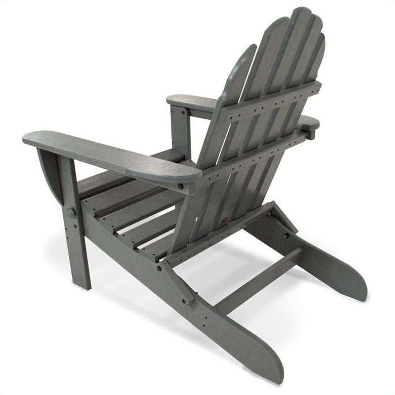 Polywood Classic Folding Adirondack Chair in Slate Grey - AD5030GY