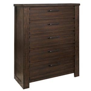 samuel lawrence ruff hewn 5 drawer chest in brown
