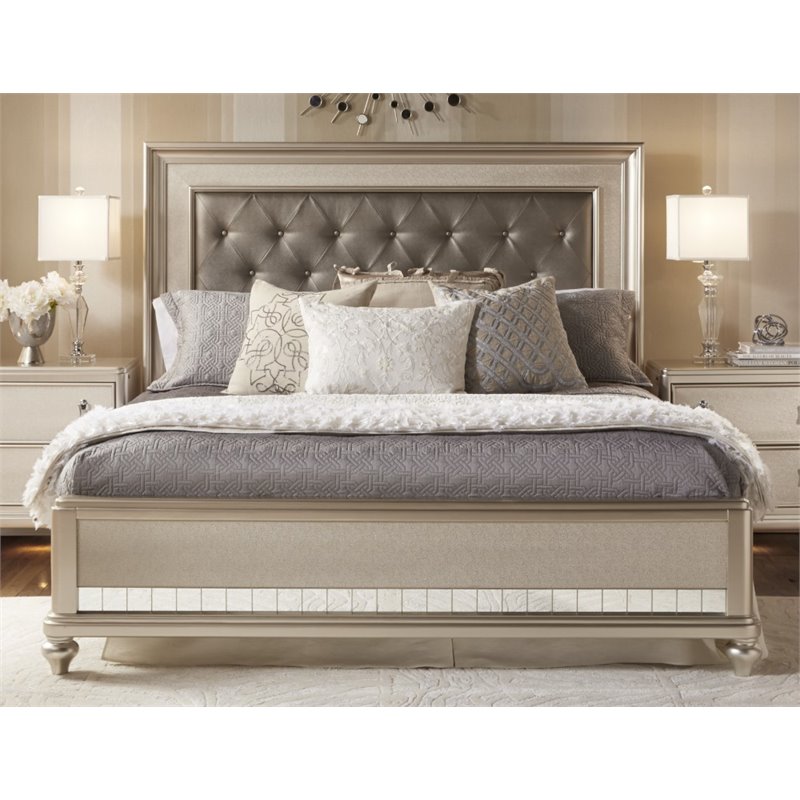 Samuel Lawrence Diva Upholstered California King Panel Bed In Silver 8808 Br K4