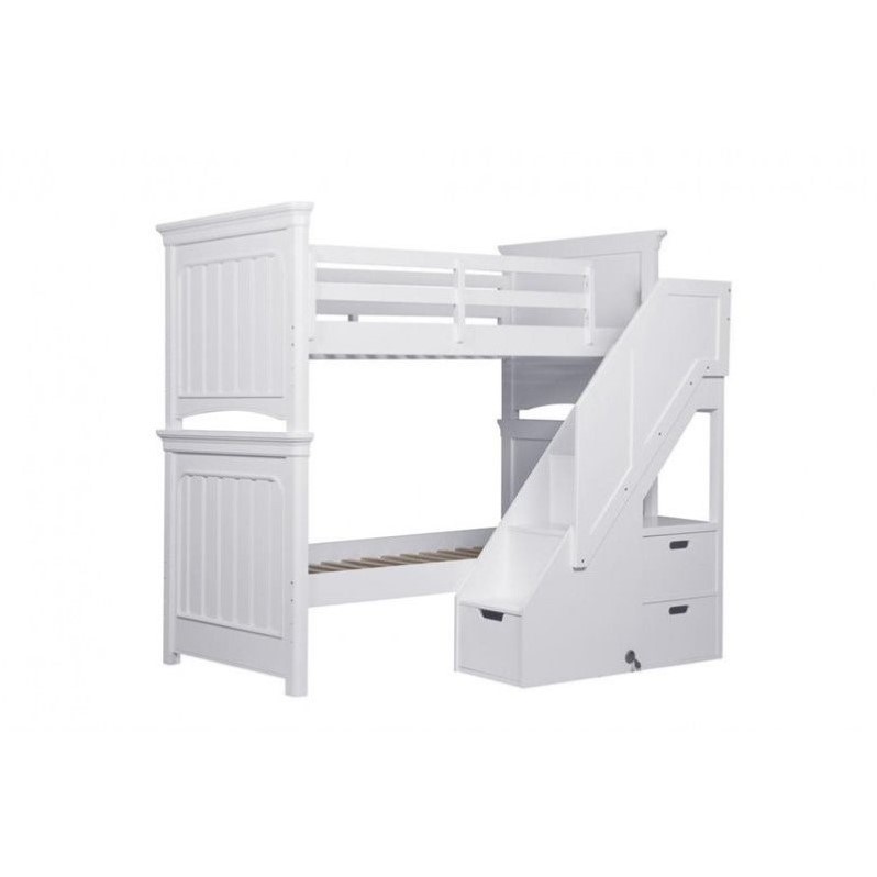 Samuel Lawrence Summertime Twin Over Bunk Bed With Steps In Samuel Lawrence Summertime Twin Over Bunk Bed With Steps In White