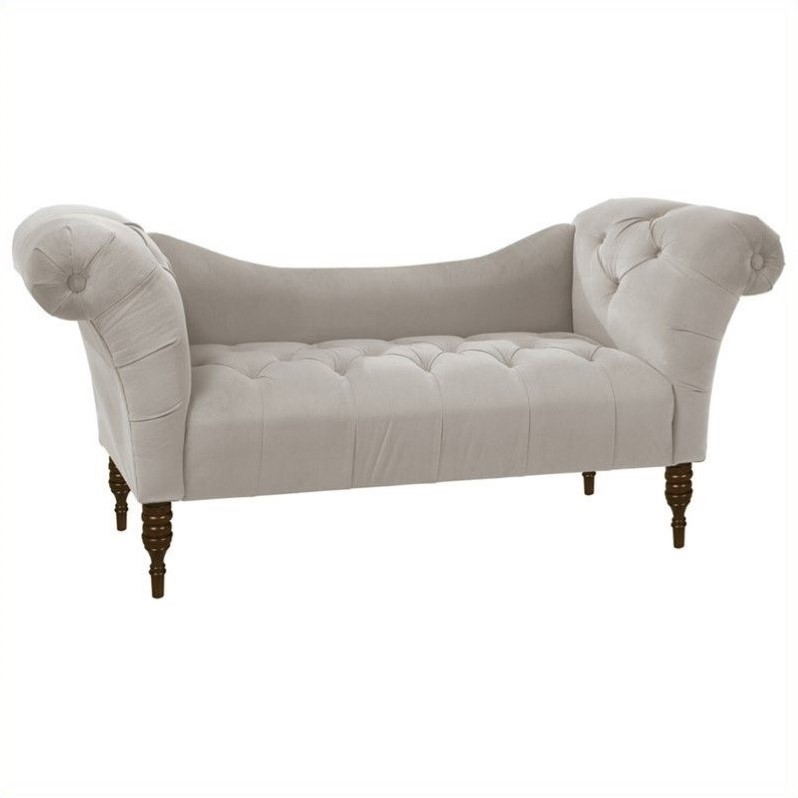 Skyline Furniture Tufted Chaise Lounge in Light Gray