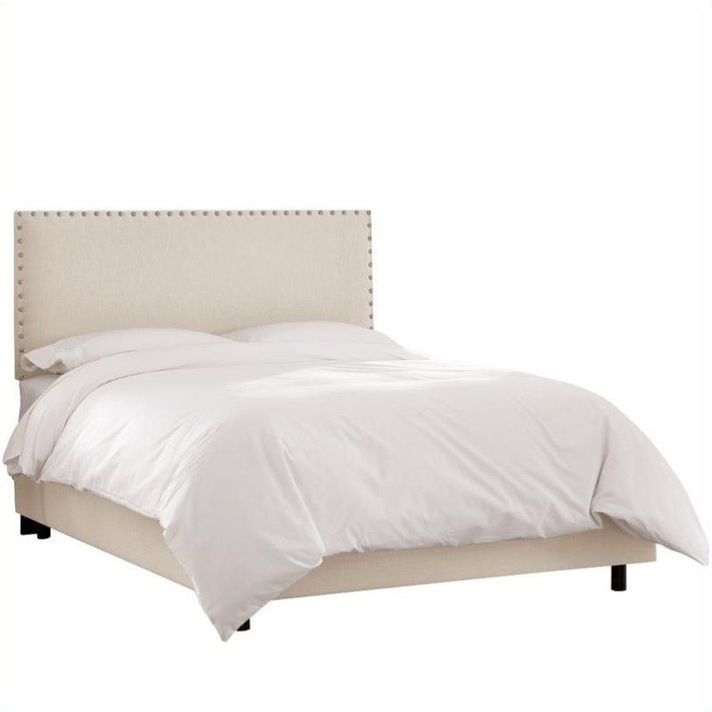 Skyline Furniture Upholstered Bed in Talc 28XBNBEDPWLNNTLC