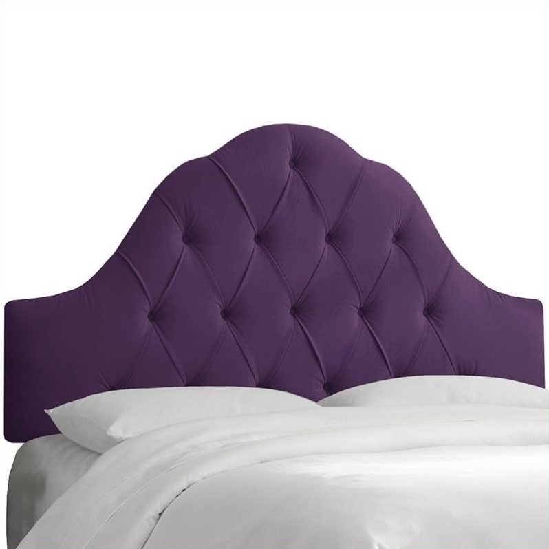 Skyline Furniture Arch Tufted Panel Headboard in Aubergine - 86XXVLVABR