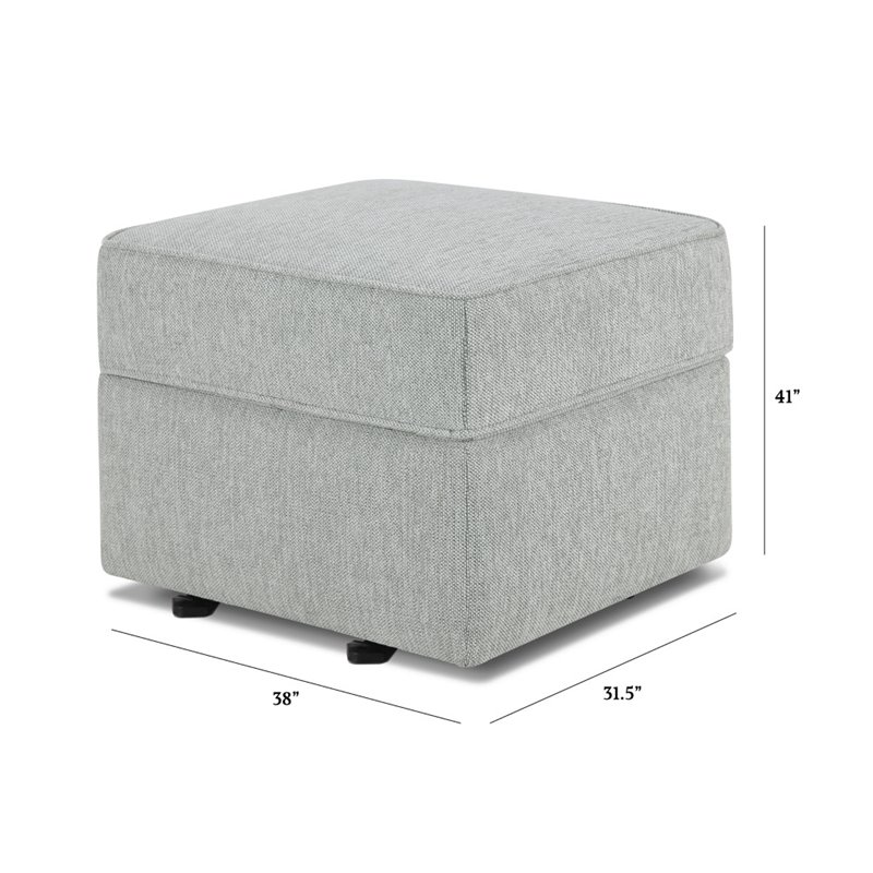 Namesake Classic Willa Alden Gliding Ottoman in Light Gray Weave Fabric