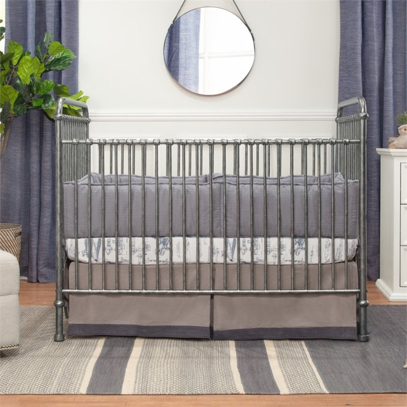 Namesake Classic Abigail 3-in-1 Metal Convertible Crib in Vintage Silver