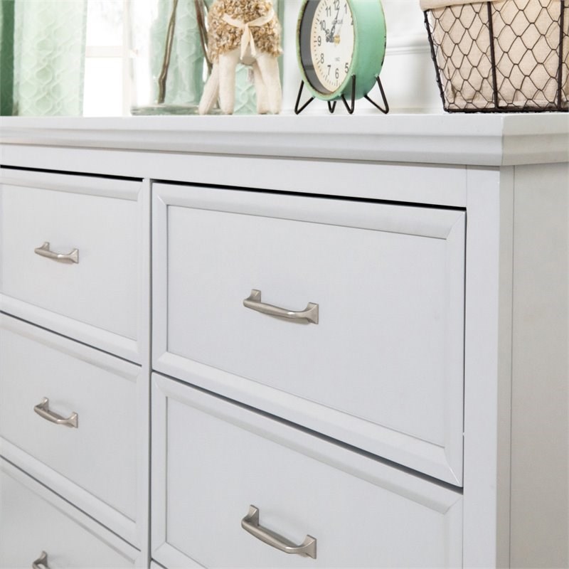 Namesake Foothill Louis Pine Wood 6-Drawer Assembled Dresser in Cloud Gray