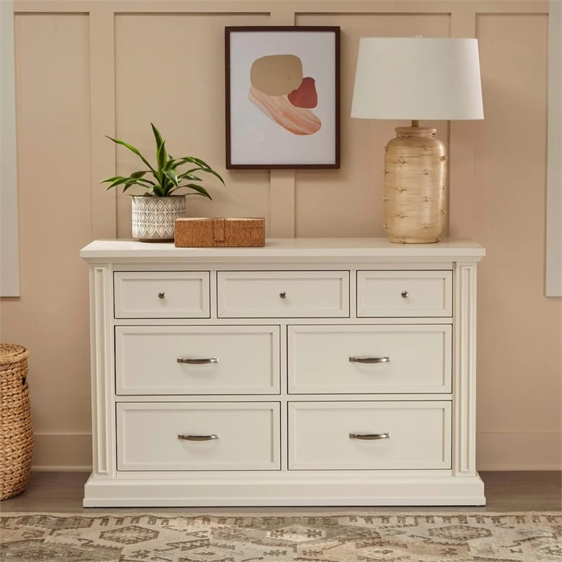 Namesake Classic Durham 7-Drawer Wood Dresser in Warm White