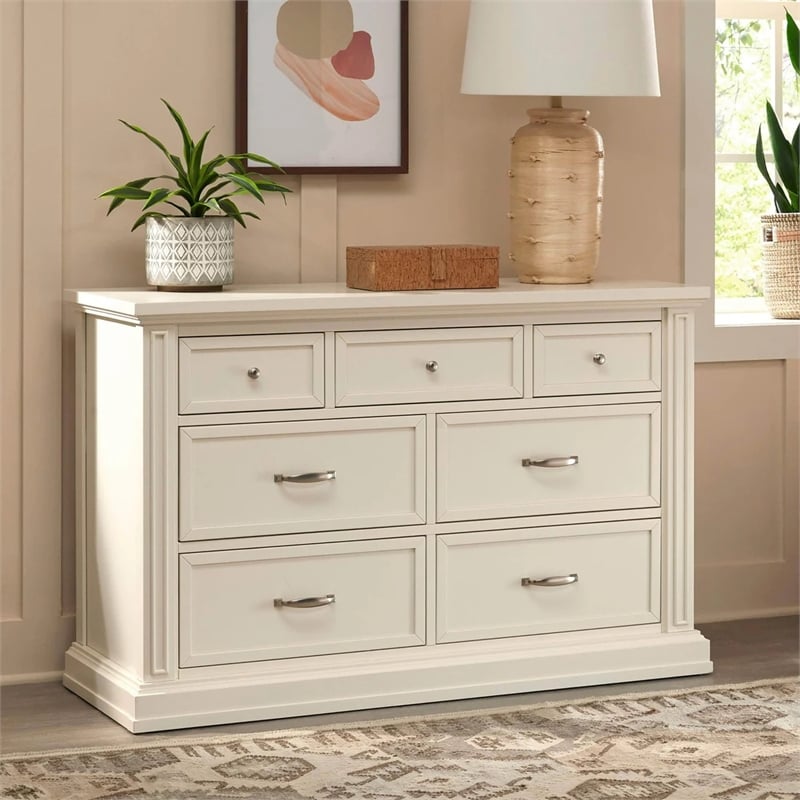 Namesake Classic Durham 7-Drawer Wood Dresser in Warm White
