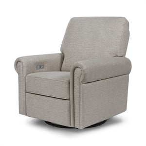 Namesake Linden Fabric Upholstered Electronic Recliner-Swivel Glider in Gray
