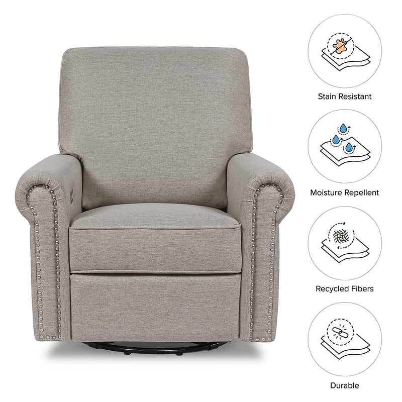 Namesake Linden Fabric Upholstered Electronic Recliner-Swivel Glider in Gray