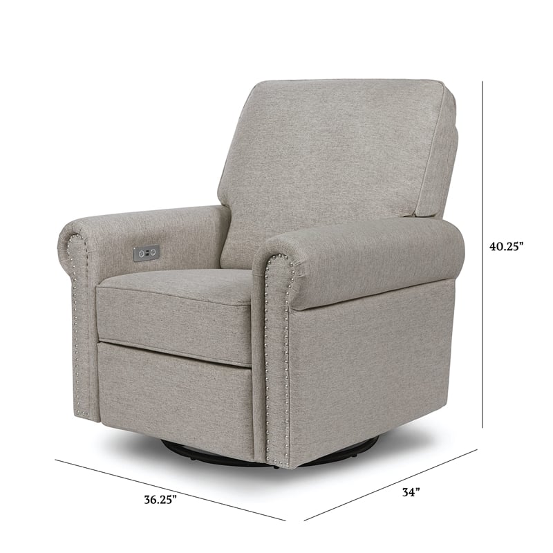 Namesake Linden Fabric Upholstered Electronic Recliner-Swivel Glider in Gray
