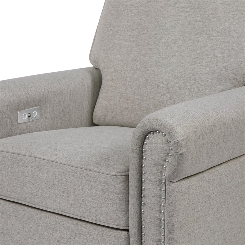 Namesake Linden Fabric Upholstered Electronic Recliner-Swivel Glider in Gray