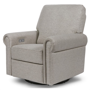 million dollar baby classic linden electronic recliner and swivel glider in grey