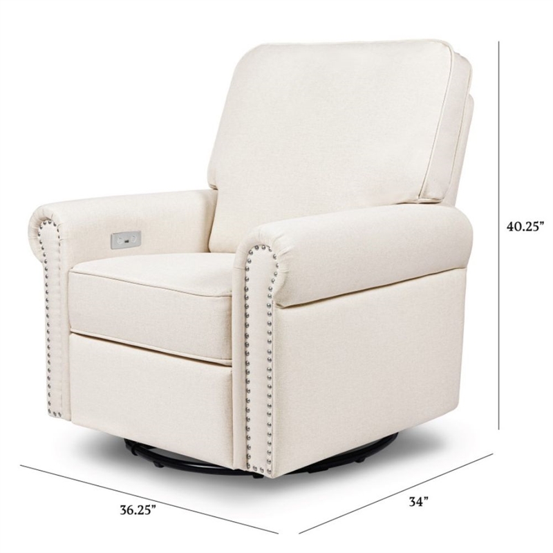 Namesake Linden Fabric Upholstered Electronic Recliner-Swivel Glider in Cream