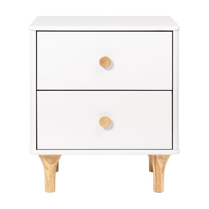 Namesake Lolly 2-Drawer Modern Wood Nightstand in White and Natural