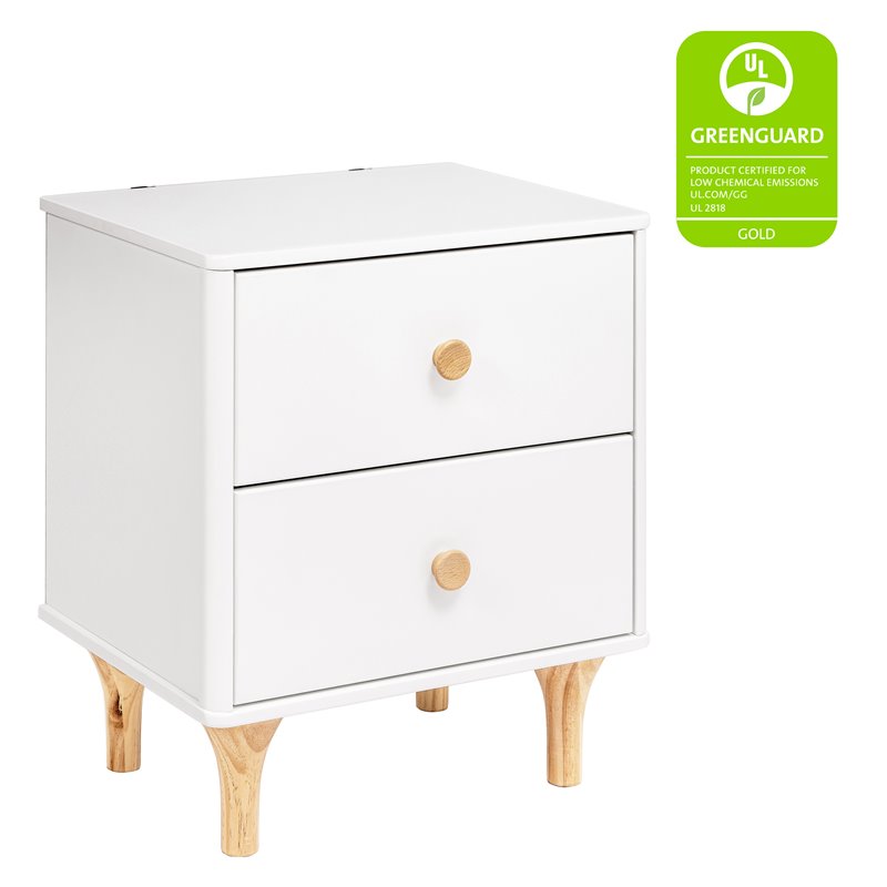 Namesake Lolly 2-Drawer Modern Wood Nightstand in White and Natural