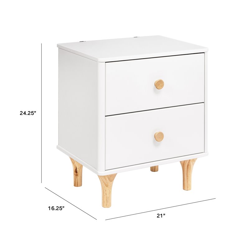Namesake Lolly 2-Drawer Modern Wood Nightstand in White and Natural