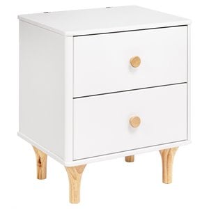 Namesake Lolly 2-Drawer Modern Wood Nightstand in White and Natural