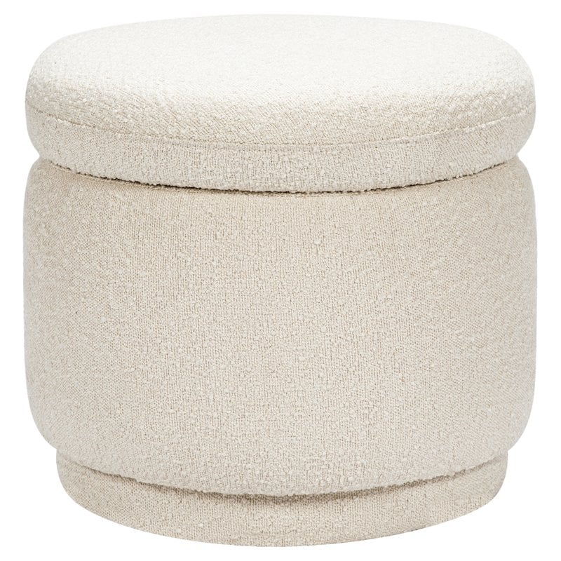Namesake Enoki Modern Fabric Storage Ottoman in White Boucle