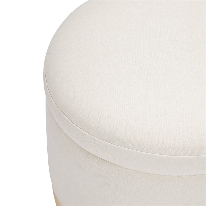 Namesake Naka Modern Fabric Storage Ottoman in Performance Cream