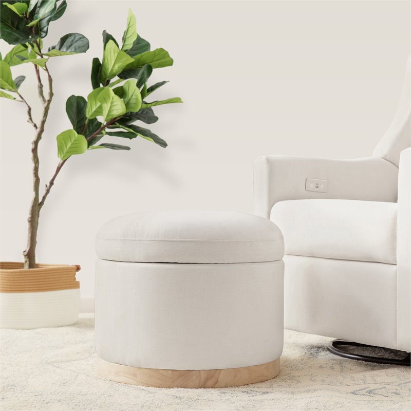 Namesake Naka Modern Fabric Storage Ottoman in Performance Cream