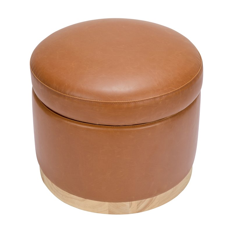 Namesake Naka Modern Leather Storage Ottoman in Tan