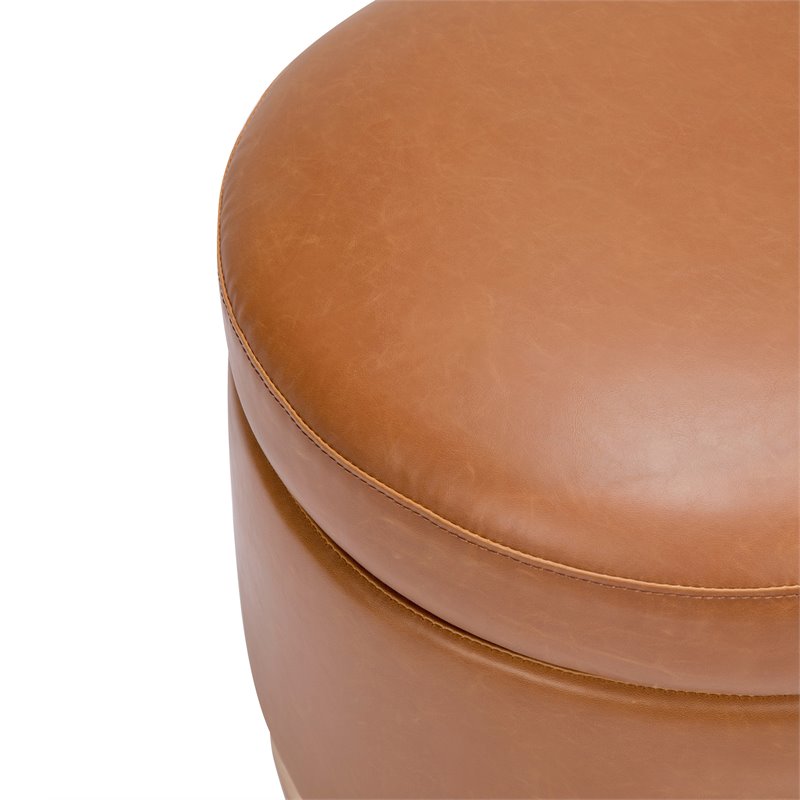 Namesake Naka Modern Leather Storage Ottoman in Tan