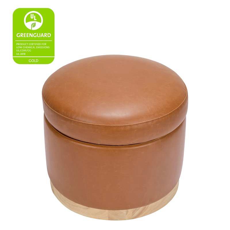 Namesake Naka Modern Leather Storage Ottoman in Tan