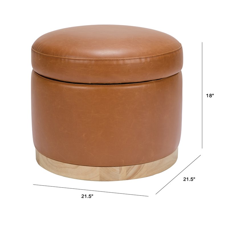 Namesake Naka Modern Leather Storage Ottoman in Tan