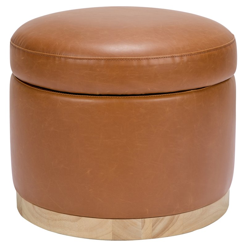 Namesake Naka Modern Leather Storage Ottoman in Tan