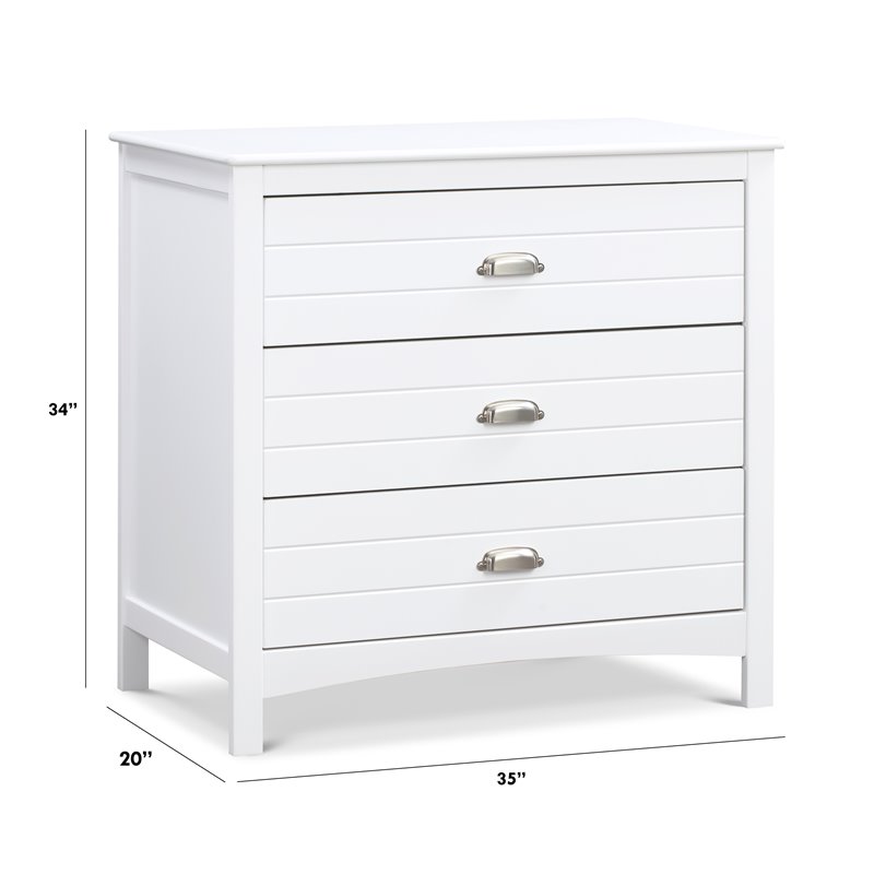 Namesake Nolan Modern 3-Drawers Pine Wood Kids Dresser in White
