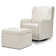 Namesake Adrian Fabric Swivel Glider with Storage Ottoman in White