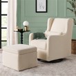 Namesake Adrian Fabric Swivel Glider with Storage Ottoman in White