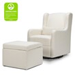 Namesake Adrian Fabric Swivel Glider with Storage Ottoman in White