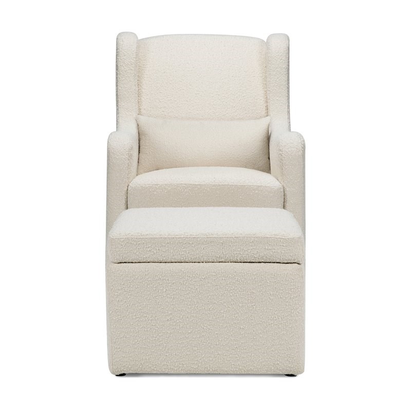 Namesake Adrian Fabric Swivel Glider with Storage Ottoman in White