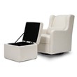 Namesake Adrian Fabric Swivel Glider with Storage Ottoman in White