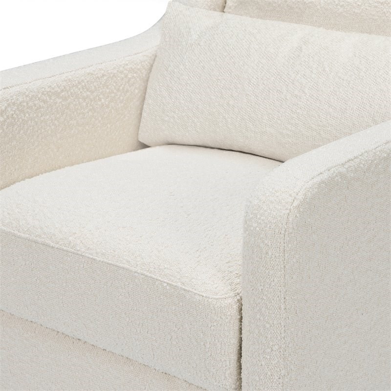 Namesake Adrian Fabric Swivel Glider with Storage Ottoman in White