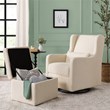 Namesake Adrian Fabric Swivel Glider with Storage Ottoman in White