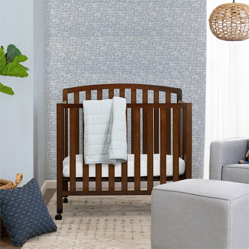 Namesake Dylan Transitional Wood 3-in-1 Mini Crib in Espresso