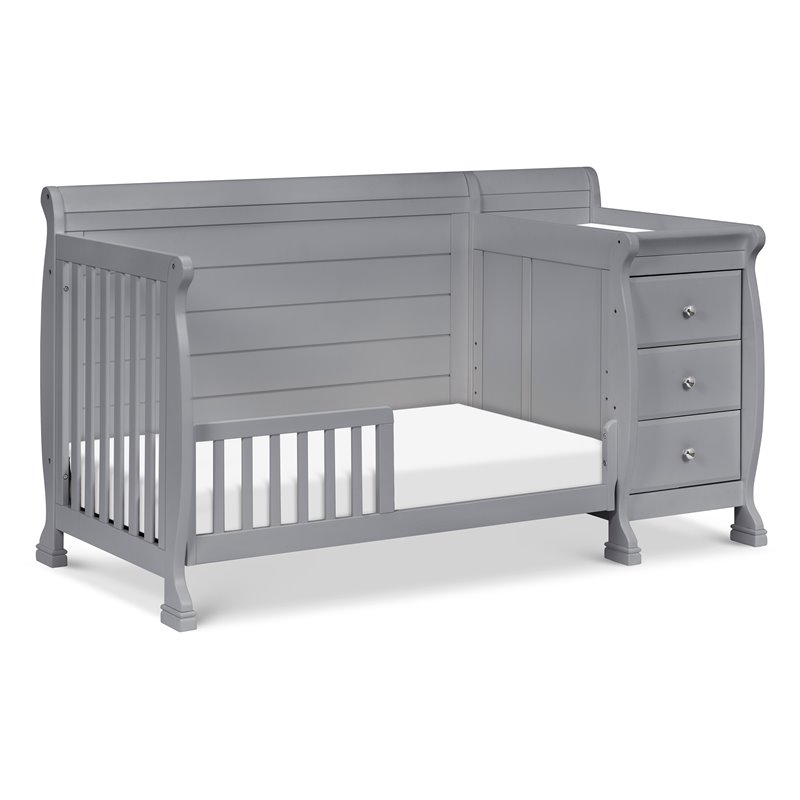 Namesake Kalani Wood 4-in-1 Convertible Crib & Changer in Gray