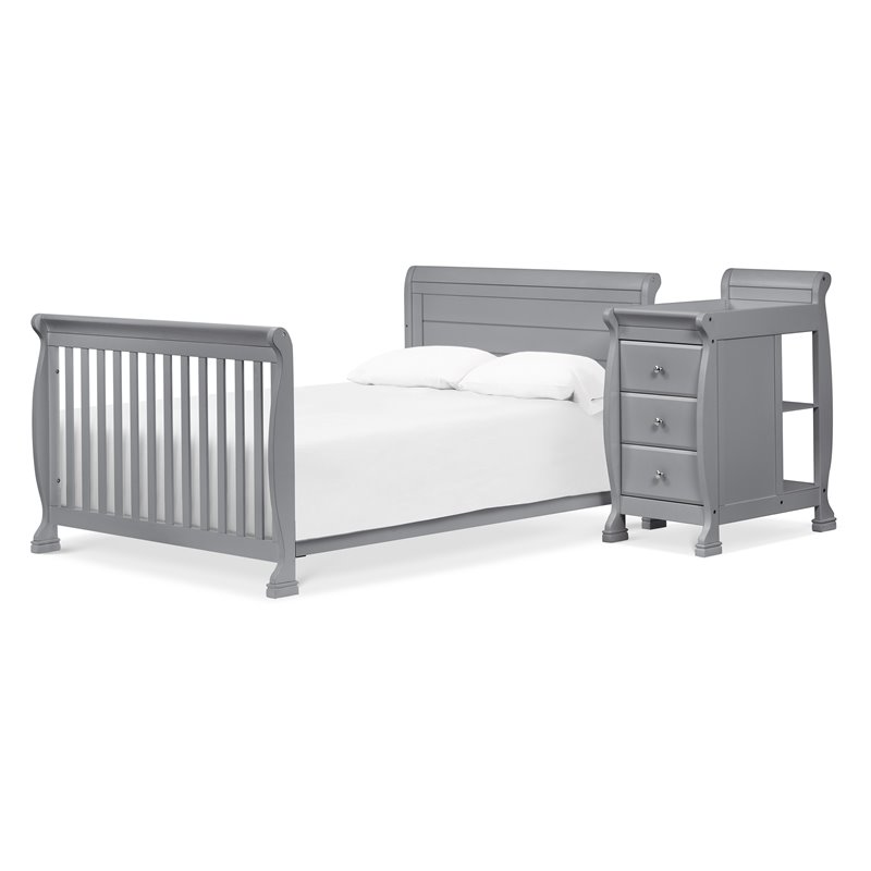 Namesake Kalani Wood 4-in-1 Convertible Crib & Changer in Gray