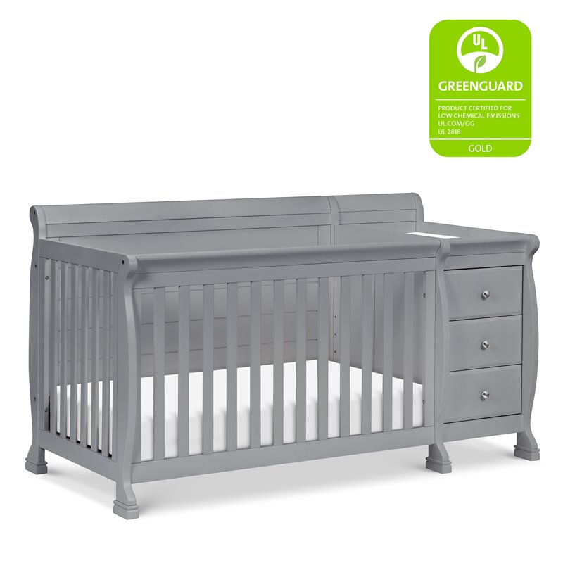 Namesake Kalani Wood 4-in-1 Convertible Crib & Changer in Gray