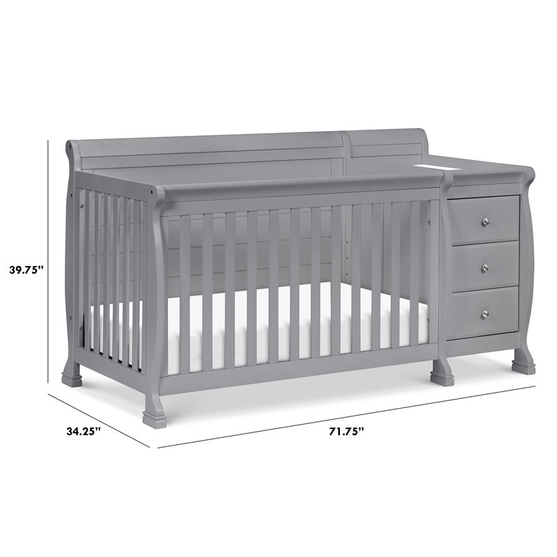 Namesake Kalani Wood 4-in-1 Convertible Crib & Changer in Gray
