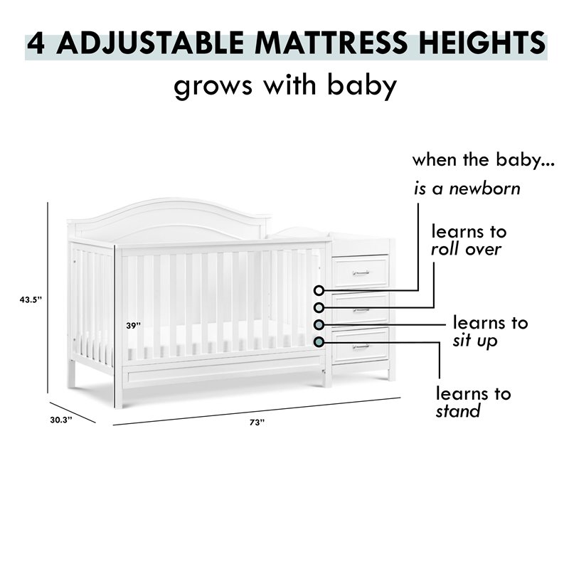 Namesake Charlie Wood 4-in-1 Convertible Crib & Changer in White
